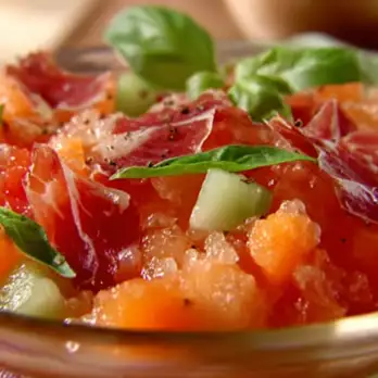 Koude Meloensoep met Knapperige Prosciutto
