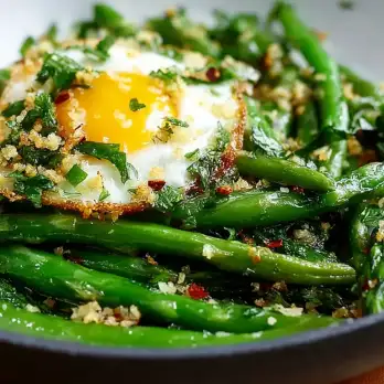 Pan-gebraden Asperges met Krokant Gebakken Ei