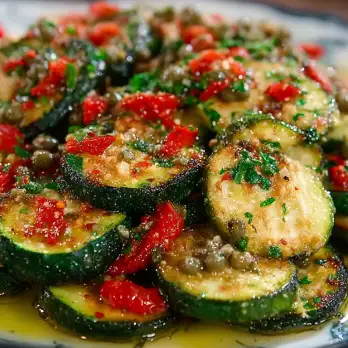 Gebakken Courgette met Ansjovis Vinaigrette