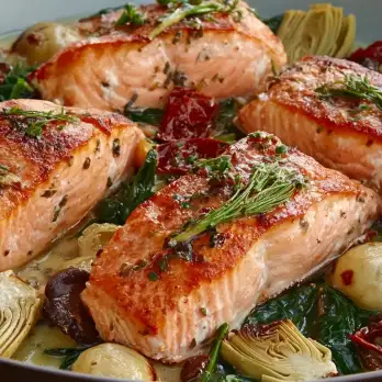 Zalm met Artisjokken en Witte Wijn