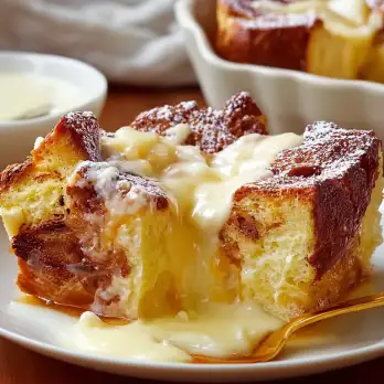 Panettone Broodpudding met Amarettosaus