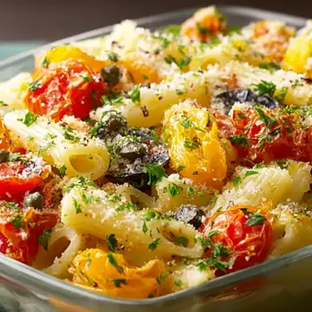 Pasta Ponza met Geroosterde Tomaten en Pecorino