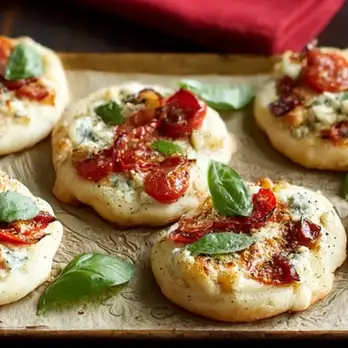 Mini Pizza Hapjes met Gorgonzola en Tomaat