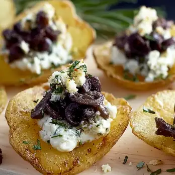 Aardappelchips met Geitenkaas en Olijvenspread