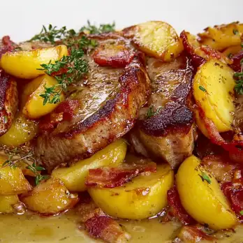 Varkenskoteletten met Appels en Pancetta