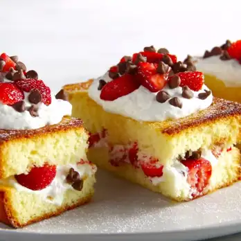 Aardbeienroom Cake-Sandwiches