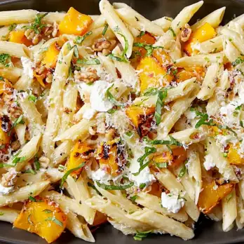 Pasta met Pompoen en Geitenkaas