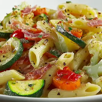 Penne met Geroosterde Groenten en Prosciutto