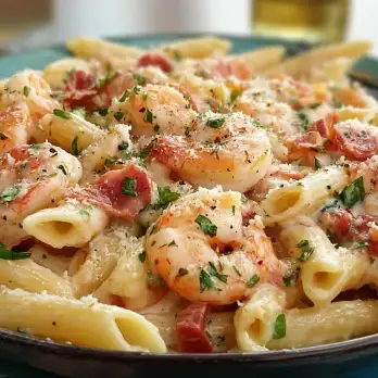 Pasta met Garnaaltjes en Romige Kruidenroomsaus