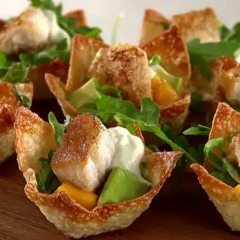 Tilapia Vis Taco's in Wonton Cups