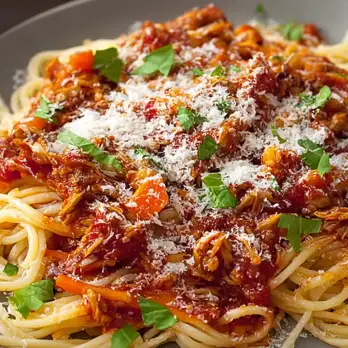 Kalkoen Bolognese met Spaghetti