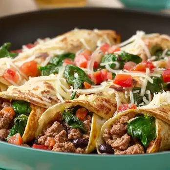 Knapperige Kalkoen en Spinazie Taquitos