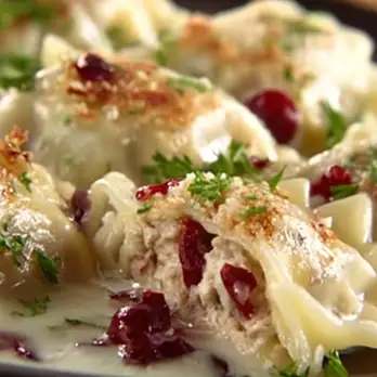 Ravioli met Kalkoen en Cranberry in Romige Saus