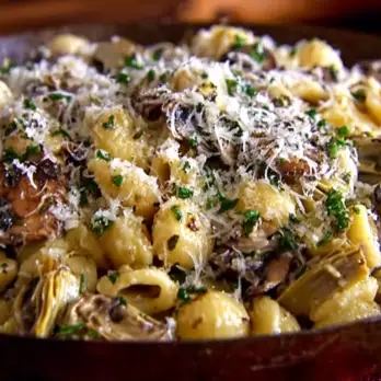 Pasta met Paddenstoelen en Artisjokken