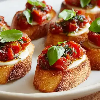 Italiaanse Bruschetta met Tomaat, Mozzarella en Basilicum