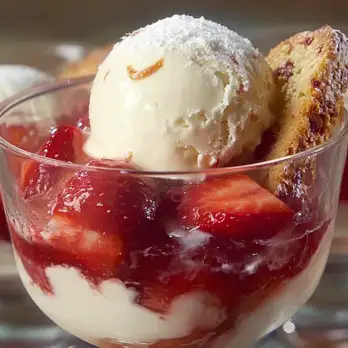 Stracciatella met Aardbeien en Vin Santo