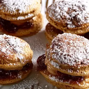 Mini Pannenkoekensandwiches met Amandelboter en Kers