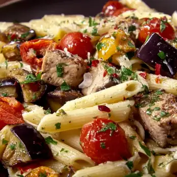 Siciliaanse Penne met Zwaardvis en Aubergine