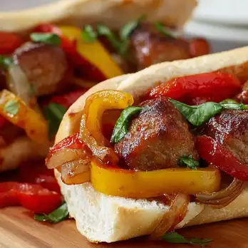Italiaanse Kalkoenworst met Paprika en Ui in Tomatensaus