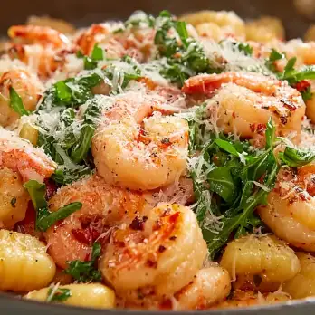 Sardijnse Gnocchi met Garnalen en Rucola