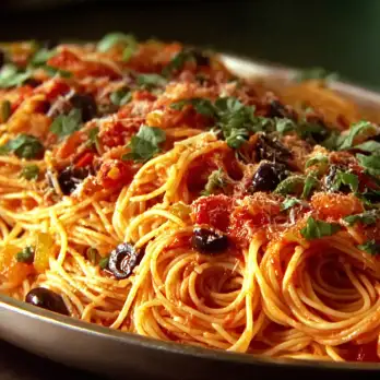 Spaghetti met Olijven en Tomatensaus