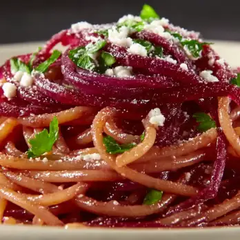 Spaghetti met Rode Wijn en Geitenkaas