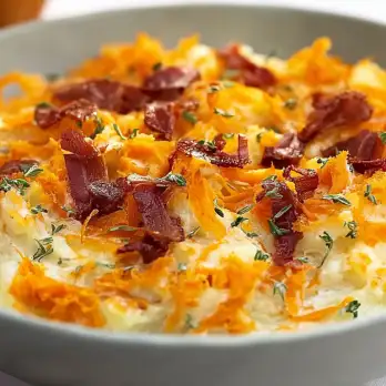 Zoete Aardappel en Yukon Gold Stamppot met Krokante Prosciutto