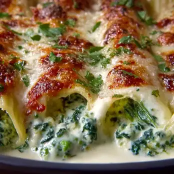 Italiaanse Manicotti met Snijbiet en Zoete Erwten