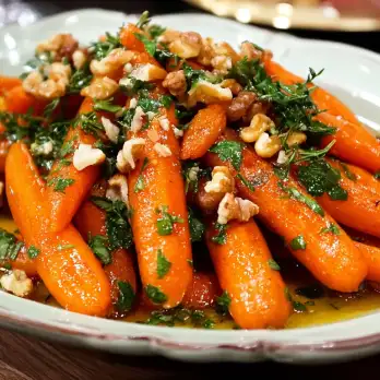 Rookachtige Gekonfijte Worteltjes met Walnoot Gremolata