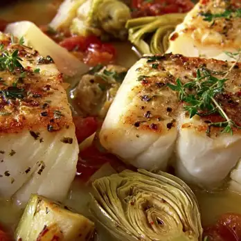 Heilbotfilet met Artisjok-Tomatensaus