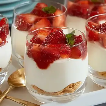 Honingnoot Panna Cotta met Aardbeien