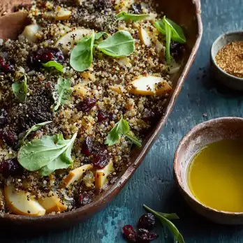 Quinoa Salade met Geroosterde Aubergine en Appel