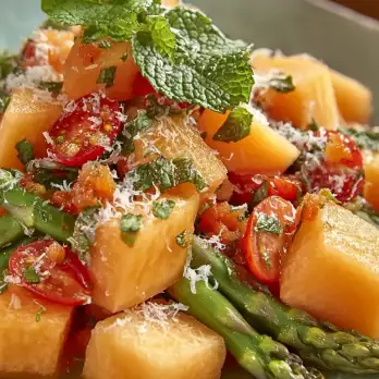 Gegrilde Meloensalade met Asperges