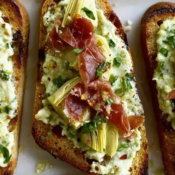Knapperige Artisjok-Boon Crostini met Prosciutto