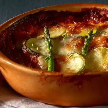 Vegetarische Groentelasagne met Spinazie en Mozzarella
