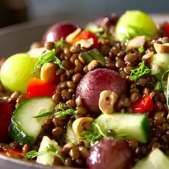 Frisse Italiaanse Linzensalade met Druiven en Hazelnoten