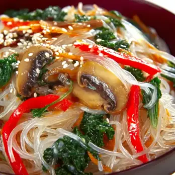 Japchae: Vegetarische Koreaanse Noedels