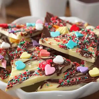 Dubbele Chocolade Bark voor Valentijnsdag