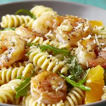Fusilli Met Garnalen, Sinaasappel en Rucola