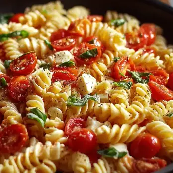 Fusilli met Mozzarella en Basilicum