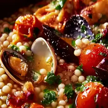 Fregola met Zeevruchten en Tomaat