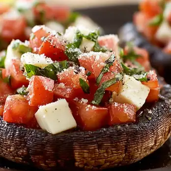 Gegrilde Portobello's met Tomaat en Mozzarella