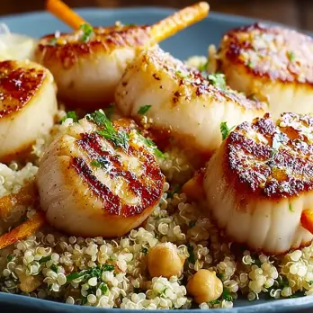 Gegrilde Sint-Jakobsschelpen met Sinaasappel-Quinoa