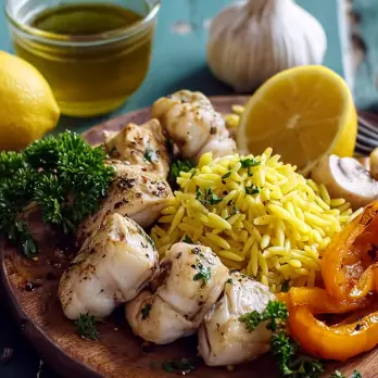 Gegrilde Kip en Garnalen Party met Saffraan Orzo