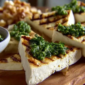 Gegrilde Tofu met Walnootpesto en Asiago
