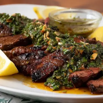 Gegrilde Skirt Steak met Rookachtige Kruidensaus