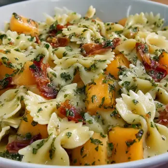 Pastasalade met Gegrilde Meloen en Prosciutto