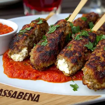 Italiaanse Gegrilde Gehaktballetjes op een Stokje