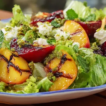 Frisse Gegrilde Pruimensalade met Pistachenoten