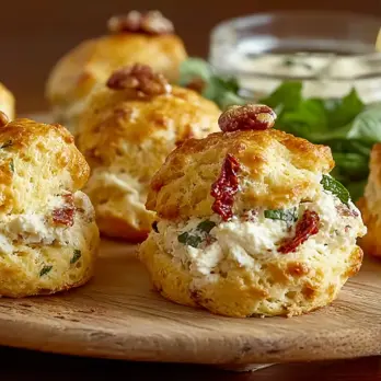 Geitenkaas Profiteroles met Zongedroogde Tomaat en Kruidenolie